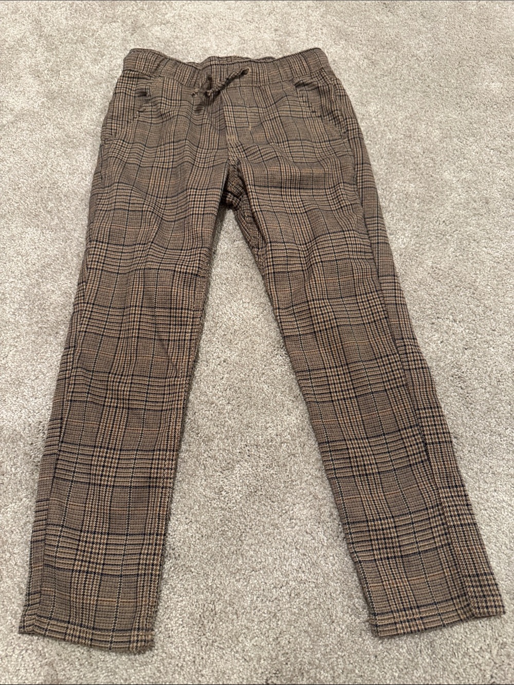 H&M Brown Plaid Drawstring Chinos - Picture 1 of 3